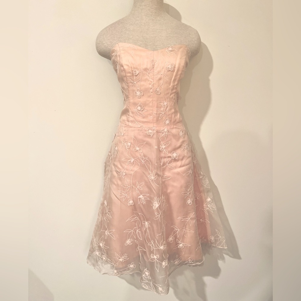 Nicole Miller Pink Floral Strapless Tea Party Dress - Women’s 4